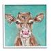 Stupell Industries Pink Nose Cow Adorable Farm Cattle over Turquoise by Molly Susan Strong - Painting Canvas in Brown | Wayfair af-031_wfr_17x17