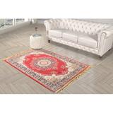 Red 108 x 0.5 in Area Rug - Bloomsbury Market Myers Oriental Machine Woven Area Rug, Synthetic | 108 W x 0.5 D in | Wayfair