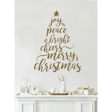 The Holiday Aisle® Merry Christmas Tree Wall Decal Vinyl in Brown | 44 H x 32 W in | Wayfair AD74CFB69DA443EF9F02019364AB7586