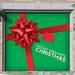 The Holiday Aisle® Adrieanna Don't Open Until Christmas Present Garage Door Mural Polyester in Green/Red | 84 H x 96 W x 1 D in | Wayfair