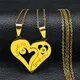 Collier coeur d'amour en acier inoxydable pour hommes et femmes bijoux de couple document en or