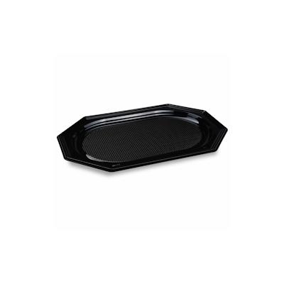 1-PACK 100x Catering-Platte rPET oval schwarz 45 x 30,2 cm
