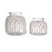 Glass Vase Set With Macrame Trim, Home Decor, 2 Pieces - 4 1/2" - 5" diam. x 4 3/4" - 6 1/4"