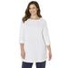 Plus Size Women's Suprema® Boatneck Tunic Top by Catherines in White (Size 2X)