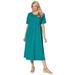 Plus Size Women's Button-Front Essential Dress by Woman Within in Waterfall (Size 6X)