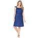 Plus Size Women's Short Supportive Gown by Dreams & Co. in Evening Blue Dot (Size 1X)