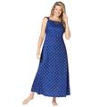 Plus Size Women's Long Supportive Gown by Dreams & Co. in Evening Blue Dot (Size 2X)