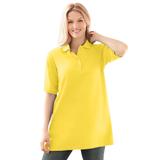 Plus Size Women's Elbow Short-Sleeve Polo Tunic by Woman Within in Primrose Yellow (Size M) Polo Shirt