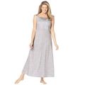 Plus Size Women's Long Supportive Gown by Dreams & Co. in Heather Grey Dot (Size 1X)
