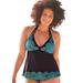 Plus Size Women's Apron Halter Tankini Top by Swimsuits For All in Blue Ombre Lace Print (Size 18)