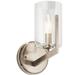 Everly Quinn Tillie 1 - Light Armed Sconce Glass/Metal in Gray | 9.75 H x 5 W x 7.5 D in | Wayfair 0C02AA50C4EC4AE5A8EFEEA30C2673B3