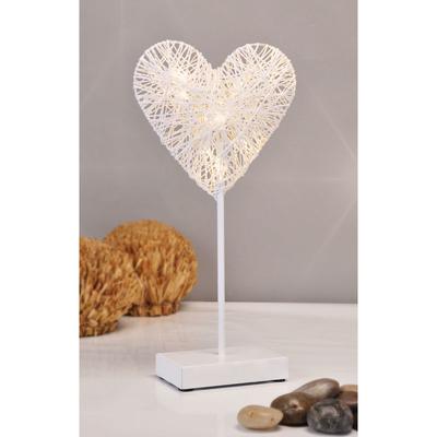 Led Deko Herz warmweiß - 10 led - Metall Tischlampe mit Papierschirm - Deko Leuchte Herz Hochzeit