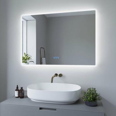 Aquabatos - Badezimmerspiegel Wandspiegel mit led Licht 100x70cm boras Typ c Touch Sensor Dimmbar