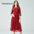 Robe longue en dentelle pour femmes tenue de soirée à paillettes grande taille longue rouge