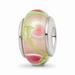 925 Sterling Silver Reflections Pink/Green Hand-blown Glass Bead; for Adults and Teens; for Women and Men