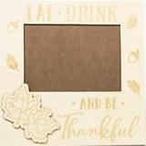 Plaid Unpainted Wood Surface Frame Eat Drink and Be Thankful 5 x 7 Opening Unisex