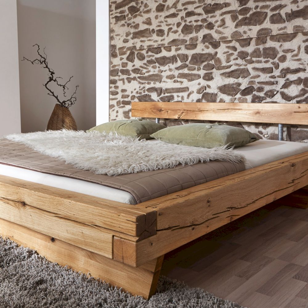 3S Frankenmöbel »Bella Notte IV« Massivholz Bett BE-0405 / 200x200 cm / Wildeiche Image