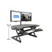 Rocelco 46 Height Adjustable Corner Standing Desk Converter with Dual Monitor Arm BUNDLE | Quick Sit Stand Up Computer Workstation Riser | Extra Large Keyboard Tray | Black (R CADRB-46-DM2)