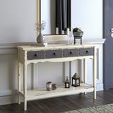 BELLEZE Distressed Wood 2-Drawer Traditional Entryway Console Table - Grey