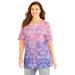Plus Size Women's Ethereal Tee by Catherines in Purple Scroll Print (Size 3X)