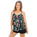 Plus Size Women's Longer-Length Tiered-Ruffle Tankini Top by Swim 365 in Oasis Floral (Size 30)