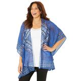 Plus Size Women's Scarf Print Kimono by Catherines in Dark Sapphire Graphic Placement (Size 4X/5X)