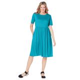 Plus Size Women's Empire Waist Tee Dress by Woman Within in Pretty Turquoise (Size 30/32)