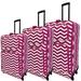 3 Pcs Luggage Set Softsided Travel Spinning Suitcase Pink Chevron