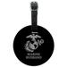 Marine Husband USMC White on Black Officially Licensed Round Leather Luggage Card Suitcase Carry-On ID Tag