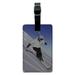 Graphics and More Skiing Down a Mountain - Skier Snow Skis Rectangle Leather Luggage ID Tag