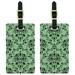 Damask Elegant Mint Green Black Luggage Tags Suitcase Carry-On ID, Set of 2