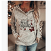 Gueuusu Women Christmas Print Sweater Long Sleeve Hooded Pullover with Pocket Drawstring
