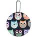 Colorful Owls Cute Pattern Round Luggage ID Tag Card for Suitcase or Carry-On