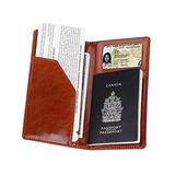XeYOU Travel Wallet and Passport Holder Securely Holds Passport,ID Cards Cover with 2 Matching Luggage Tags and Luggage Strap (Brown)