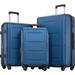 3pcs Luggage Set ABS Suitcases Waterproof Trolley Cases with Lock & Spinner Wheels Expandable Baggage, Blue
