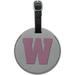 Letter W Initial Baby Girl Block Font Pink Shower Round Leather Luggage ID Tag