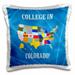 3dRose United States Map, College in Colorado, Heart and Car with Luggage - Pillow Case, 16 by 16-inch