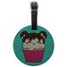 Cute Mouse Bear Ice Cream Cupcake with Sprinkles Round Leather Luggage Card Suitcase Carry-On ID Tag