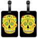 Yellow Sugar Skull - Luggage ID Tags / Suitcase Identification Cards - Set of 2