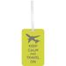 Standard Sized Hard Plastic Double Sided Luggage Identifier Tag Keep Calm and Travel On-Lime/Grey