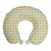 Abstract Travel Pillow Neck Rest, Nordic Ethnic Ocean Ovals Geometric Retro Funky Ovals Swirls Pattern, Memory Foam Traveling Accessory Airplane and Car, 12", White and Multicolor, by Ambesonne