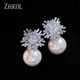 ZAKOL – boucles d'oreilles rondes en perles et flocons de neige pour femmes bijoux de mariée