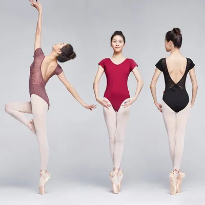 Justaucorps de ballet à manches courtes pour femmes costume de danse justaucorps en nylon épissure