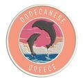 Dodecanese Greece Dolphin Sunset 3.5 Inch Iron Or Sew On Embroidered Fabric Badge Patch Ocean Beach Salt Life Iconic Series