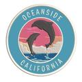 Oceanside California Dolphin Sunset 3.5 Inch Iron Or Sew On Embroidered Fabric Badge Patch Ocean Beach Salt Life Iconic Series