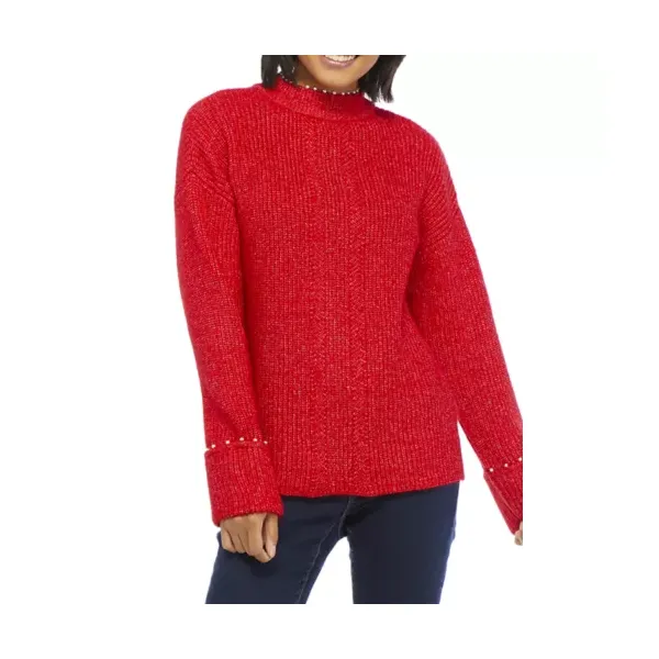 crown---ivy™-womens-long-sleeve-mock-neck-pearl-trim-sweater,-red,-large/