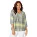 Plus Size Women's Santa Fe Peasant Top by Catherines in Olive Combo (Size 6X)