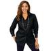 Plus Size Women's Stretch Cotton Poplin Shirt by Jessica London in Black (Size 36 W) Button Down Blouse