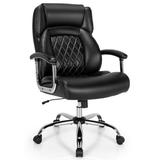 Costway Height Adjustable Big and Tall Office Chair Computer Desk Chair with Metal Base-Black