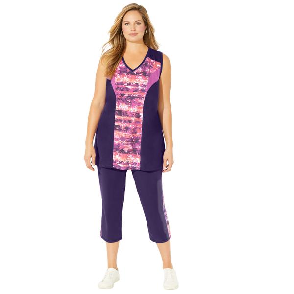 plus-size-womens-active-colorblock-tank-by-catherines-in-deep-grape-textured-leaves--size-1x-/